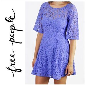Free People purple lace mini skater dress 12